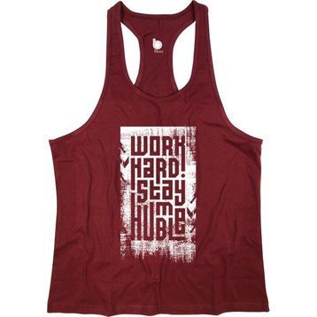 Bluu HMBLW Bordo Beyaz Fitness Gym Tank Top Erkek Sporcu Atleti