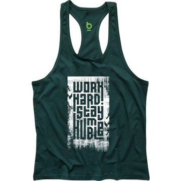 Bluu HMBLW Yeşil Beyaz Fitness Gym Tank Top Erkek Sporcu Atleti