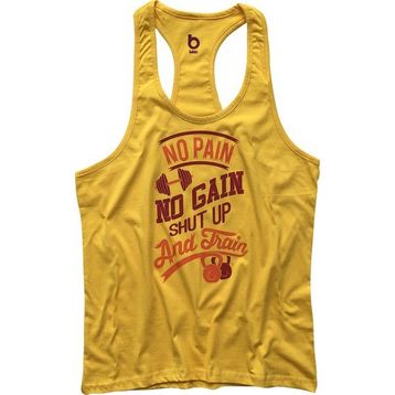 Bluu Shut Up Sarı Fitness Gym Tank Top Erkek Sporcu Atleti