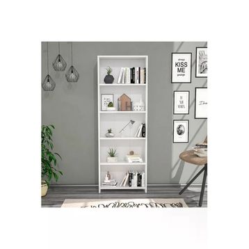 BMdekor Beyaz Lilium 5 Raflı Dekoratif Kitaplık