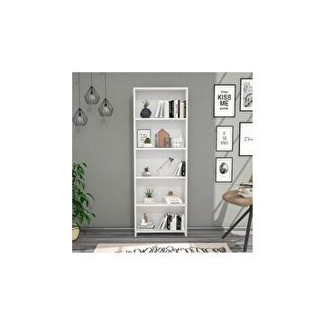 BMdekor Beyaz Lilium 5 Raflı Dekoratif Kitaplık