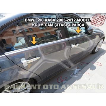 Bmw E90 2005-2012 4 Parça Krom Cam Çıtası