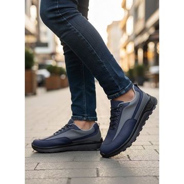Boa BA0246 Lacivert Gri Parçalı Bağcıklı Yüksek Taban Erkek Günlük Ayakkabı