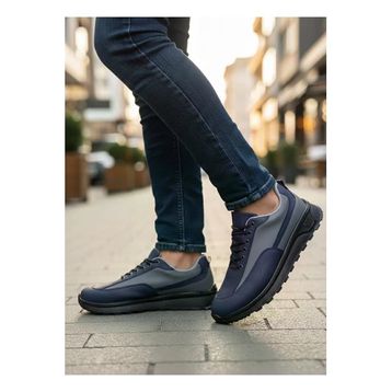 Boa BA0246 Lacivert Gri Parçalı Bağcıklı Yüksek Taban Erkek Günlük Ayakkabı