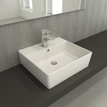 Bocchi 1216-062-0126 50 cm Parlak Beyaz Milano Batarya Banklı Çanak Lavabo