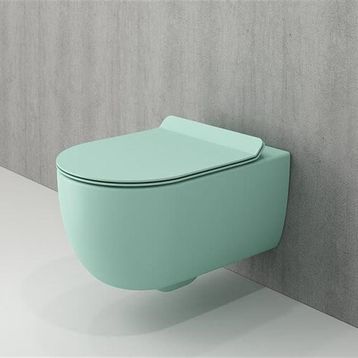 Bocchi 1417-033-0128 V Tondo Rimless Kanalsız Kısa Mat Mint Yeşil Asma Klozet