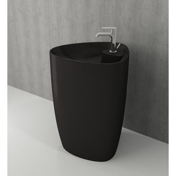 Bocchi Etna Monoblok 58 cm Batarya Banklı Parlak Siyah Lavabo