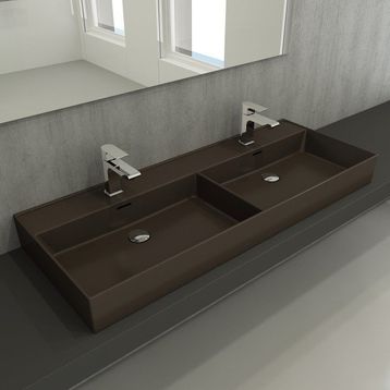 Bocchi Milano 120 cm Mat Kahve Çift Gözlü Tezgah Üstü Asma Lavabo