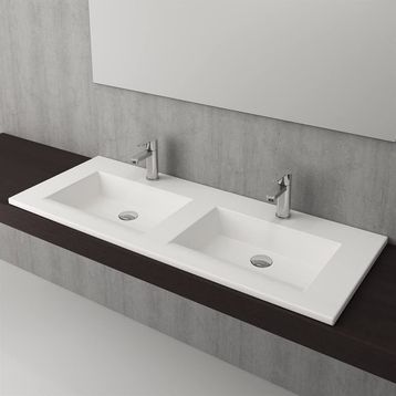 Bocchi Milano 120 cm Mat Kahve Çift Gözlü Tezgah Üstü Asma Lavabo