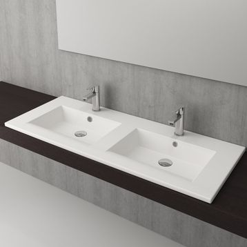 Bocchi Milano 120 cm Mat Kahve Çift Gözlü Tezgah Üstü Asma Lavabo
