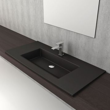 Bocchi Milano Etajerli 100 cm Mat Siyah Lavabo