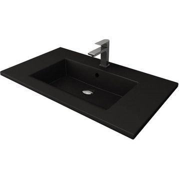 Bocchi Milano Etajerli 100 cm Mat Siyah Lavabo