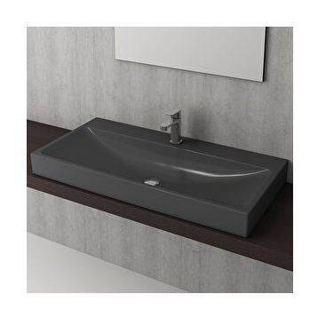 Bocchi Scala 100 cm Mat Antrasit Tezgah Üstü Lavabo