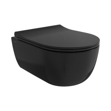 Bocchi V-Tondo Rimless Kanalsız Kısa Parlak Siyah Asma Klozet