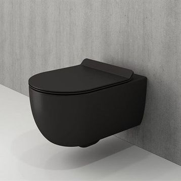 Bocchi V-Tondo Rimless Kanalsız Kısa Parlak Siyah Asma Klozet