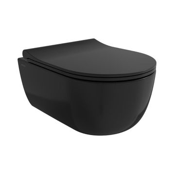 Bocchi V-Tondo Rimless Kanalsız Kısa Parlak Siyah Asma Klozet