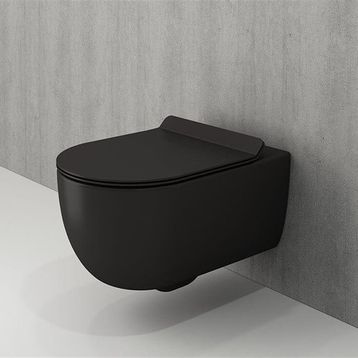 Bocchi V-Tondo Rimless Kanalsız Kısa Parlak Siyah Asma Klozet