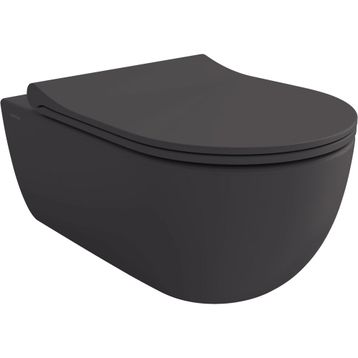 Bocchi V-Tondo Rimless Mat Antrasit Gizli Taharet Girişli Asma Klozet