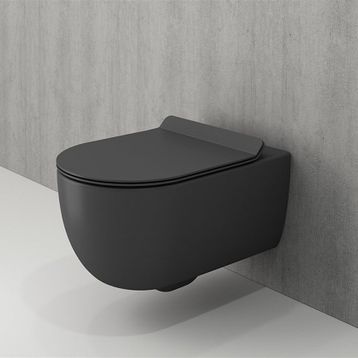 Bocchi V-Tondo Rimless Mat Antrasit Gizli Taharet Girişli Asma Klozet