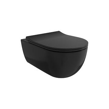 Bocchi V-Tondo Rimless Mat Siyah Gizli Taharet Girişli Asma Klozet
