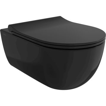 Bocchi V-Tondo Rimless Mat Siyah Gizli Taharet Girişli Asma Klozet