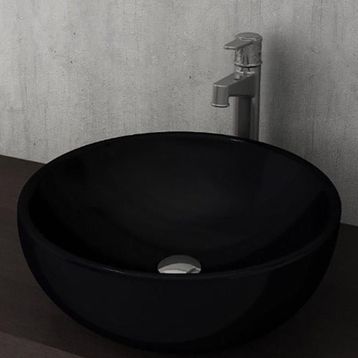Bocchi Venezia 45 cm Çanak Parlak Siyah Lavabo