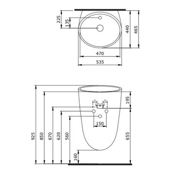 Bocchi Venezia Parlak Siyah Asma Monoblok Lavabo