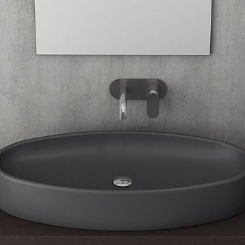 Bocchi Vessel Elips Çanak 85 cm Mat Antrasit Lavabo