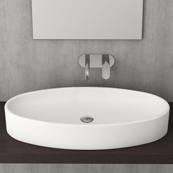 Bocchi Vessel Elips Çanak 85 cm Mat Beyaz Lavabo