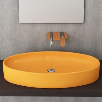Bocchi Vessel Elips Çanak 85 cm Parlak Mandalina Sarısı Lavabo