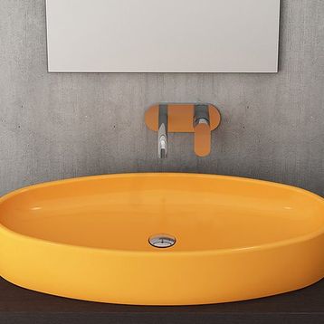 Bocchi Vessel Elips Çanak 85 cm Parlak Mandalina Sarısı Lavabo