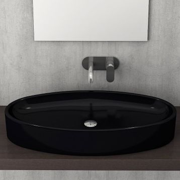 Bocchi Vessel Elips Çanak 85 cm Parlak Siyah Lavabo