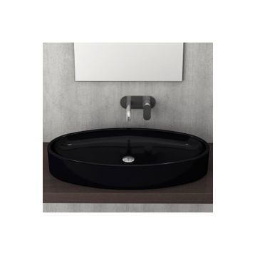 Bocchi Vessel Elips Çanak 85 cm Parlak Siyah Lavabo