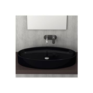 Bocchi Vessel Elips Çanak 85 cm Parlak Siyah Lavabo