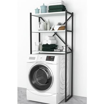 Bofigo 3 Raflı Beyaz Banyo Çamaşır Makinası Üstü Düzenleyici Metal Raf