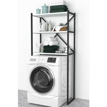 Bofigo 3 Raflı Beyaz Banyo Çamaşır Makinası Üstü Düzenleyici Metal Raf
