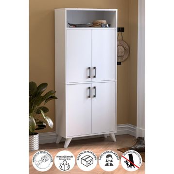 Bofigo Beste Beyaz 4 Kapaklı 9 Bölmeli Ayakkabılık