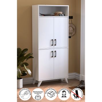 Bofigo Beste Beyaz 4 Kapaklı 9 Bölmeli Ayakkabılık