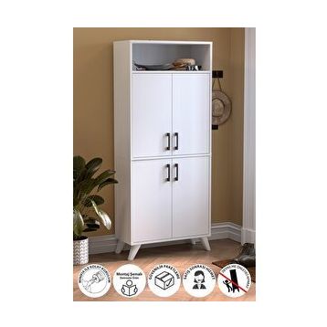 Bofigo Beste Beyaz 4 Kapaklı 9 Bölmeli Ayakkabılık