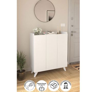 Bofigo Beyaz 3 Kapaklı Çok Amaçlı Dolap