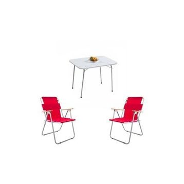 Bofigo BFGBM+2S 2+1 Kırmızı 60X80 cm Masa Sandalye Kamp Seti