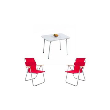 Bofigo BFGBM+2S 2+1 Kırmızı 60X80 cm Masa Sandalye Kamp Seti