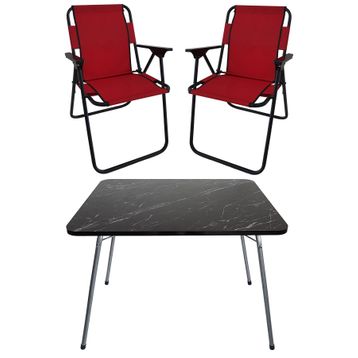 Bofigo BFGBM+2S 2+1 Kırmızı 60X80 cm Masa Sandalye Kamp Seti