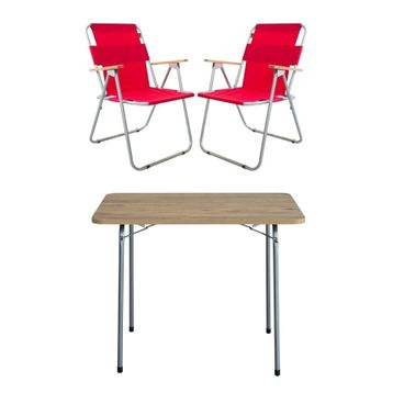 Bofigo BFGBM+2S 2+1 Kırmızı 60X80 cm Masa Sandalye Kamp Seti