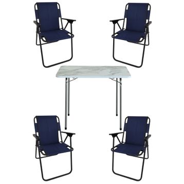 Bofigo BFGBM+4S 4+1 Lacivert 60X80 cm Masa Sandalye Kamp Seti