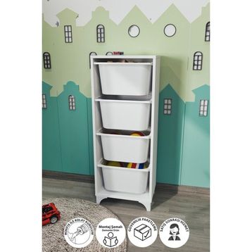 Bofigo Dora Beyaz 4 Sepetli Dolap Çok Amaçlı Dolap