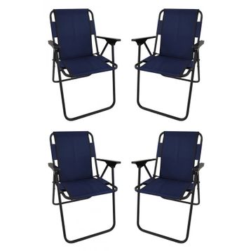 Bofigo Katlanır Beyaz 60x80 cm Masa + Katlanır Lacivert 4 Adet Sandalye Kamp Seti