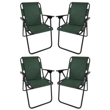 Bofigo Katlanır Çam Desenli 60x80 cm Masa + Katlanır Yeşil 4 Adet Sandalye Kamp Seti