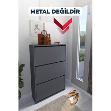 Bofigo Melek Antrasit 3 Bölmeli Ayakkabılık