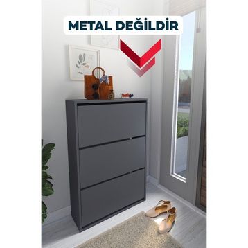 Bofigo Melek Antrasit 3 Bölmeli Ayakkabılık